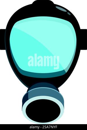 Black gas mask protecting from chemical weapon with blue filter glass. Black gas mask protecting from chemical weapon Stock Vector