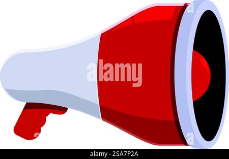 Red and white megaphone announcing a big announcement, such as breaking news or a sale. Red and white megaphone announcing big news or sales Stock Vector