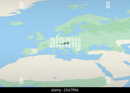 Austria highlighted on a detailed map, geographic location of Austria. Vector Map. Stock Vector
