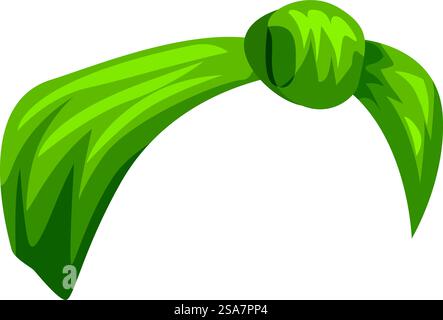 Simple green headband tied in a knot, adding a touch of style to any hairstyle. Green headband forming a perfect knot for a stylish look Stock Vector