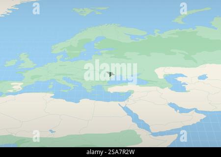 Moldova highlighted on a detailed map, geographic location of Moldova. Vector Map. Stock Vector