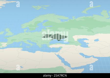 Ukraine highlighted on a detailed map, geographic location of Ukraine. Vector Map. Stock Vector