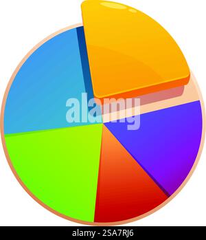 Vibrant pie chart displaying data with one segment exploding outwards, symbolizing growth and achievement. Colorful pie chart exploding with growth and success Stock Vector