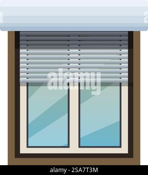 Modern window, featuring horizontal blinds for controlling the amount of sunlight entering a room. Modern plastic window with horizontal blinds controlling sunlight Stock Vector