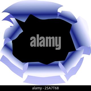 Illustration of ripped and torn paper creating a dark empty space. Torn paper hole with ripped edges creating dark void Stock Vector