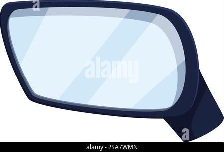 Side rear view mirror reflecting sky on white background. Side rear view mirror is reflecting the blue sky Stock Vector