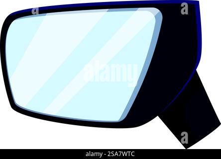 Side rearview mirror is reflecting a clear sky, providing a wide and unobstructed view for safe driving. Side rearview mirror reflecting clear sky Stock Vector