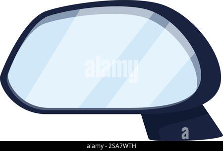 Cartoon style icon of a side rearview mirror reflecting a clear blue sky. Side rearview mirror reflecting clear blue sky on the road Stock Vector