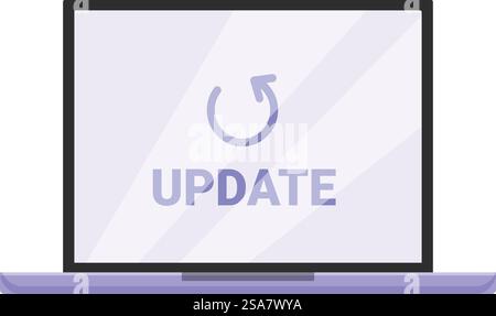 Laptop is showing an update system software progressing with a loading icon. Laptop showing update system software progressing Stock Vector