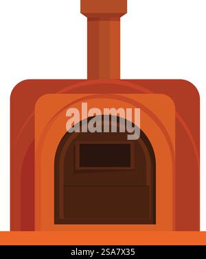 Traditional clay pizza oven with chimney for baking delicious pizzas, isolated on white background. Traditional clay pizza oven with chimney for baking delicious pizzas Stock Vector