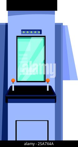 Modern gaming arcade machine with two joysticks displaying gaming interface. Modern gaming arcade machine with two joysticks for playing video games Stock Vector