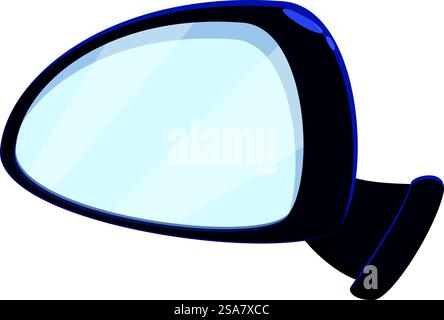 Car side mirror reflecting an empty road ahead, symbolizing safe driving and clear vision. Car side mirror reflecting empty road ahead Stock Vector