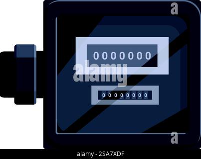 Electric meter is tracking energy usage, with its digital display showing a numerical reading. Electric meter measuring power consumption displaying numbers Stock Vector