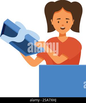 Young woman throwing away old laptop into recycling bin, electronic waste disposal, e waste management concept. Young woman is throwing away old laptop into recycling bin Stock Vector