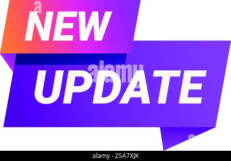 Colorful banner announcing a new software or game update. New update banner announcing latest version release Stock Vector