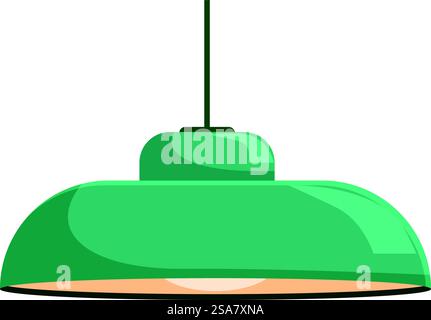Green hanging ceiling lamp providing light. Green hanging ceiling lamp illuminating room Stock Vector