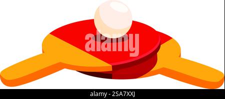 Two table tennis rackets are lying with a white ball for playing ping pong. Two table tennis rackets lying with white ball for playing ping pong Stock Vector