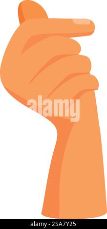 Hand is gesturing, with thumb and index finger nearly touching, to indicate a small amount of something. Hand gesturing small amount with fingers pinching together Stock Vector