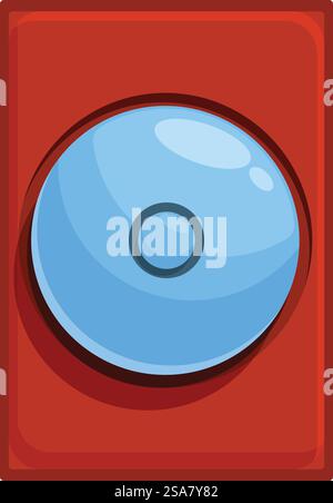 Cartoon red alarm button being pushed, perfect for emergencies and security concepts. Red alarm button being pushed for emergency alert Stock Vector