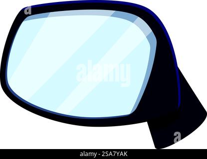 Car side rearview mirror is reflecting the clear blue sky, ensuring safe driving. Modern car side rearview mirror reflecting clear sky Stock Vector