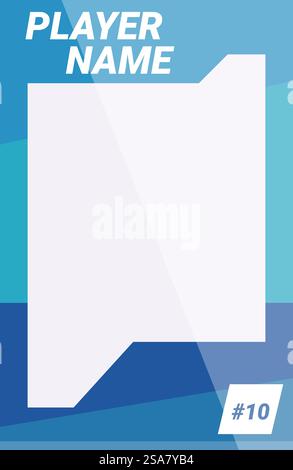 Blue streaming overlay with geometric shapes for esports and gaming videos, featuring a player name and number section. Blue esports and gaming streaming overlay with geometric shapes Stock Vector