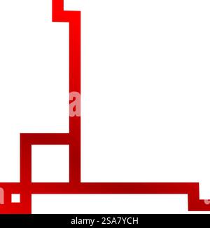 Red pixelated abstract geometric shape forming a right angle on a white background. Red pixelated abstract geometric shape forming right angle on white background Stock Vector