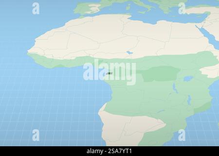 Equatorial Guinea highlighted on a detailed map, geographic location of Equatorial Guinea. Vector Map. Stock Vector