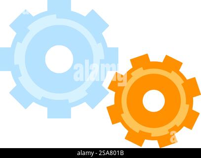 Two colored gears interlocked representing a teamwork concept. Two colored gears interlocking representing teamwork concept Stock Vector