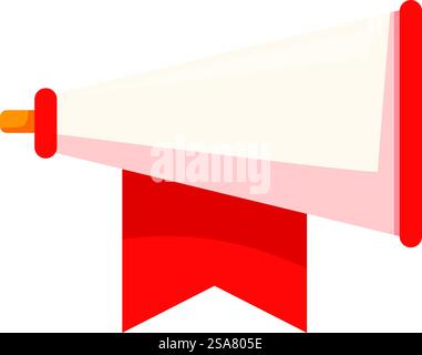 White megaphone with red ribbon announcing important message. White megaphone with red ribbon for making an announcement Stock Vector