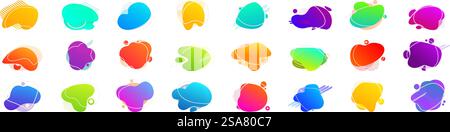 Vivid blob icons set. Set of colorful abstract liquid shapes with gradient and white outline forming a modern design. Vivid blob icons set. Collection of modern abstract liquid shapes with a gradient of colors and a white outline Stock Vector