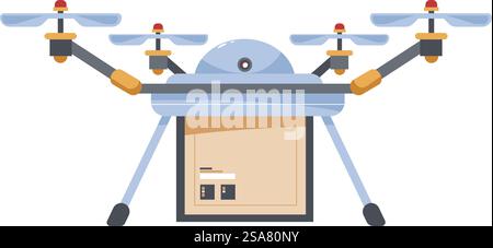 Drone with wings carrying parcel, delivery vector Stock Vector Image ...