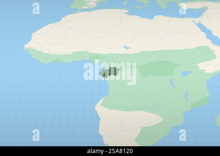 Gabon highlighted on a detailed map, geographic location of Gabon. Vector Map. Stock Vector