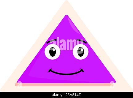Cute cartoon triangle shaped character smiling cartoon character. Cartoon illustration of a triangle shaped character smiling Stock Vector