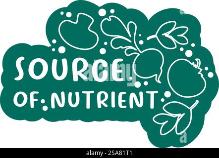 Eating healthy with taste, source of nutrients, isolated icon with mushroom and beetroots, leaves and herbs for dishes and recipes. Label or emblem for package, promo banner. Vector in flat style. Source of nutrient, organic nourishment dieting Stock Vector