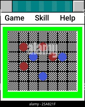 Old school game for retro operational system. Isolated window with toolbar and field with icons. Entertainment on personal computer or laptop. Application interface. Vector in flat style illustration. Interface of game on windows operation system Stock Vector