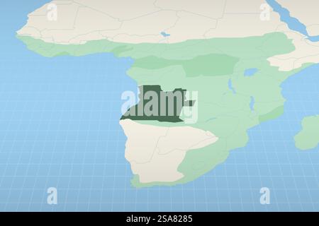 Angola highlighted on a detailed map, geographic location of Angola. Vector Map. Stock Vector