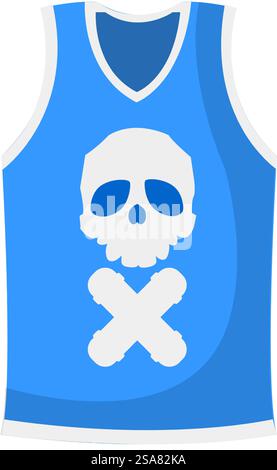 Fashionable and modern clothes and outfit apparel for men and women. Isolated clothing for girls and boys, youth and adults. Top with skull and cross print, street wear. Vector in flat style. Top with skull print, fashionable clothes for teen Stock Vector