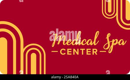 Spa center for medical care and beauty treatment procedures for women and men. Promotional banner with minimalist shapes. Business or visiting card, advertisement of services. Vector in flat style. Medical spa center, promotional banner or card Stock Vector