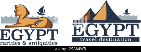 Egypt travel destination and sightseeing banners set vector Stock ...