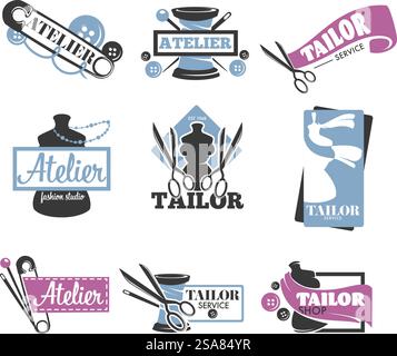Scissors Thimble Tailor Service Logo Stock Vector Image & Art - Alamy