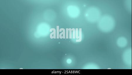 Image of glowing light spots moving over blue background Stock Photo