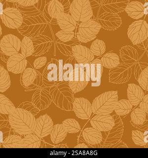 Seamless vector pattern featuring dark orange leaves on a lighter orange background. Great for fabric, wallpaper, or digital use.. Dark Orange Leaves Pattern vector Stock Vector