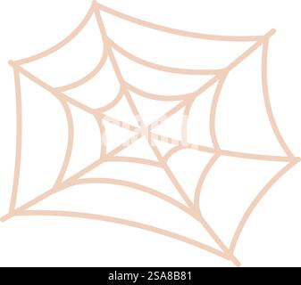 Vector illustration of a delicate spider web, isolated on a white background. Ideal for Halloween designs, decorations, or spooky-themed projects.. Spider web on white background Stock Vector