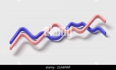 Abstract line chart. Growth. 3d illustration. Stock Photo