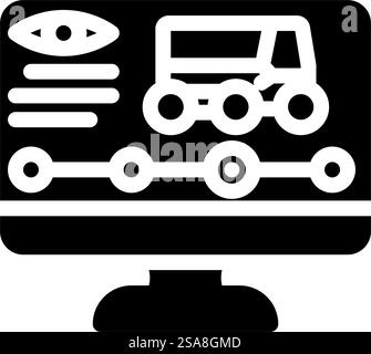 remote monitoring autonomous delivery glyph icon vector. remote monitoring autonomous delivery sign. isolated symbol illustration. remote monitoring autonomous delivery glyph icon vector illustration Stock Vector