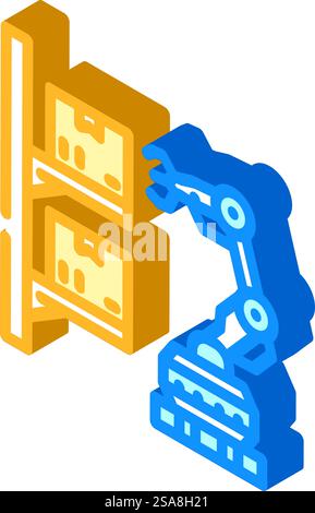 automated warehouse autonomous delivery isometric icon vector. automated warehouse autonomous delivery sign. isolated symbol illustration. automated warehouse autonomous delivery isometric icon vector illustration Stock Vector