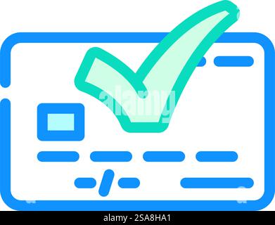credit card green check color icon vector. credit card green check sign. isolated symbol illustration. credit card green check color icon vector illustration Stock Vector
