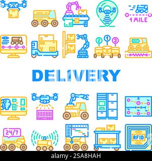 delivery autonomous robot icons set vector Stock Vector Image & Art - Alamy