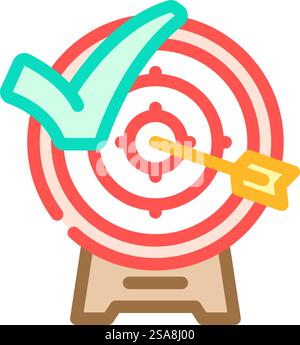arrow target check mark color icon vector. arrow target check mark sign. isolated symbol illustration. arrow target check mark color icon vector illustration Stock Vector