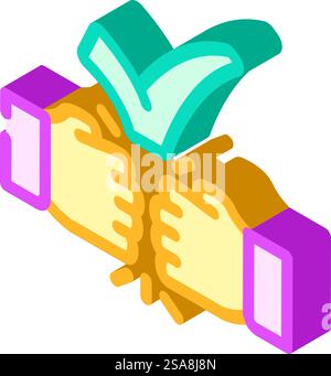 folder check mark isometric icon vector. folder check mark sign. isolated symbol illustration. folder check mark isometric icon vector illustration Stock Vector